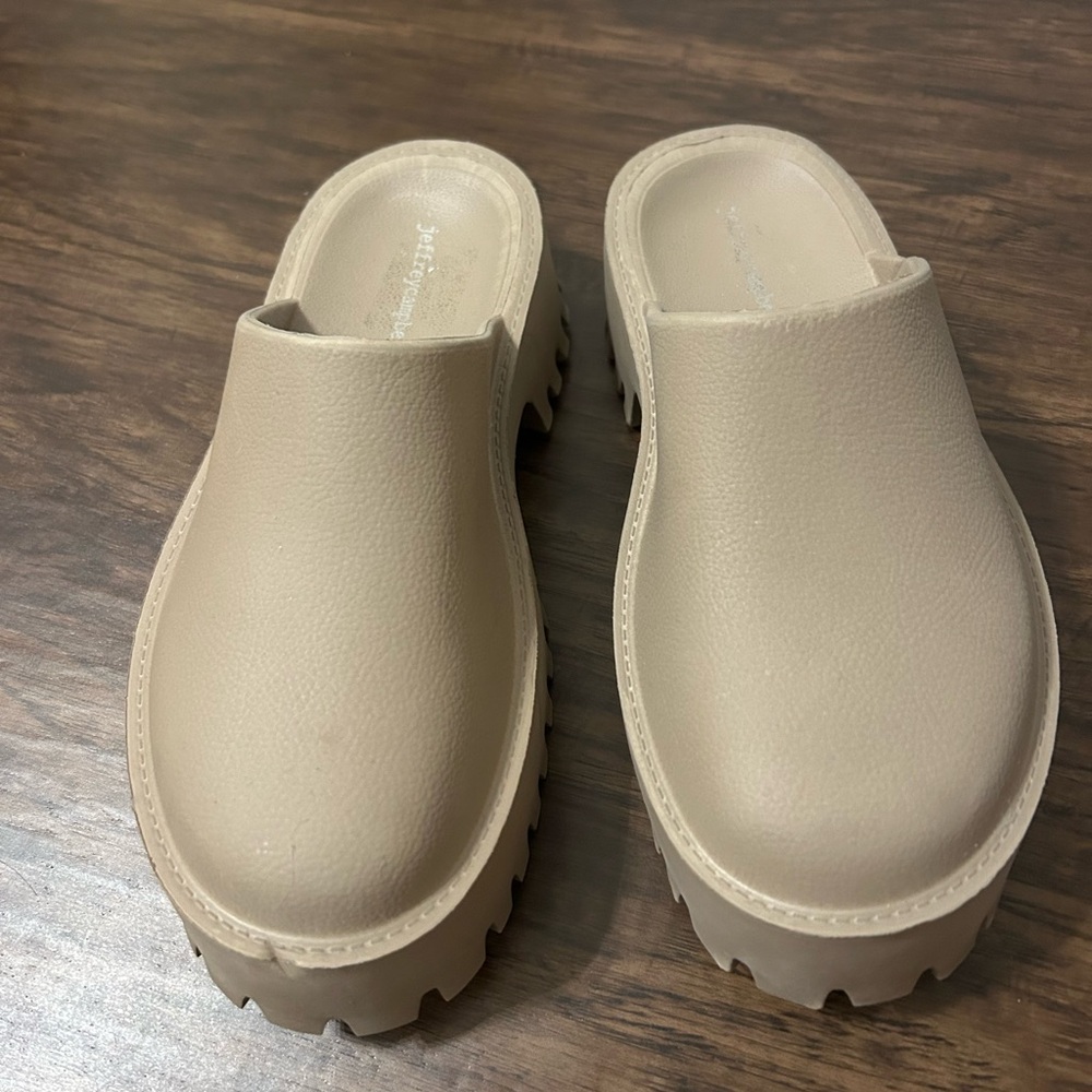 Jeffrey Campbell Beige/Tan Platform Clogs